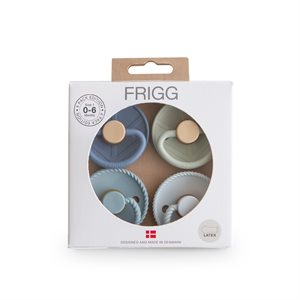 FRIGG 4-Pack Pacifiers - Round Latex - Skyline Serenity - Size 1